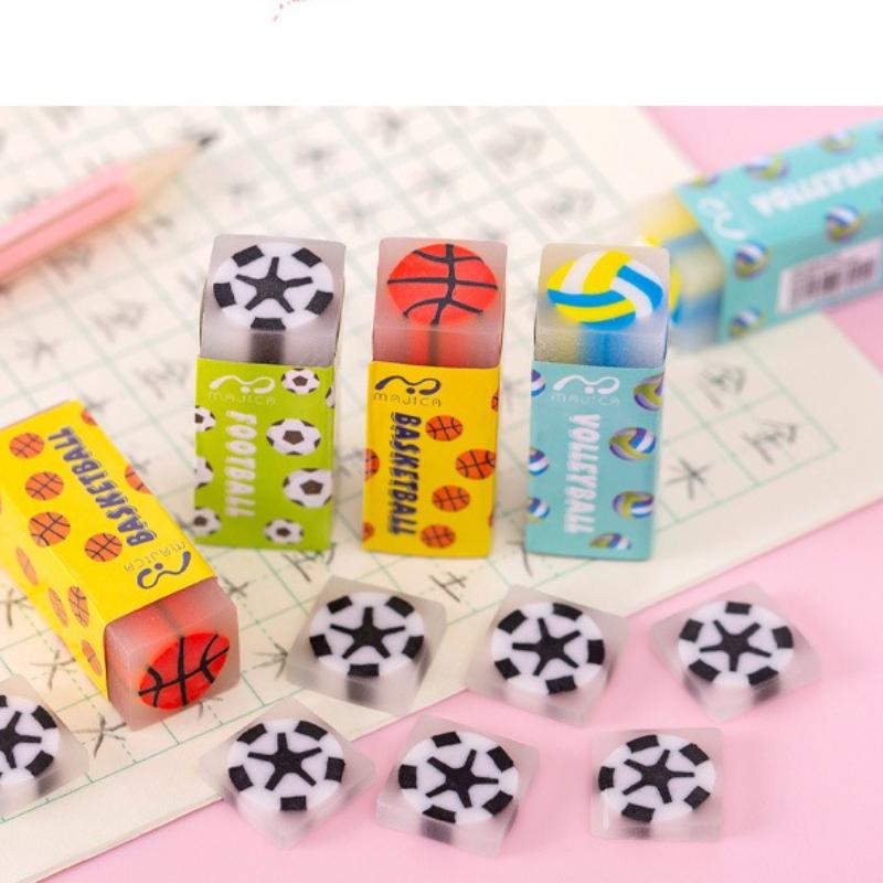 3pcs Cute Kawaii Creative Sport Ball Eraser Rubber Stationery School Supply Novelty Lovely Eraser Korean Stationery