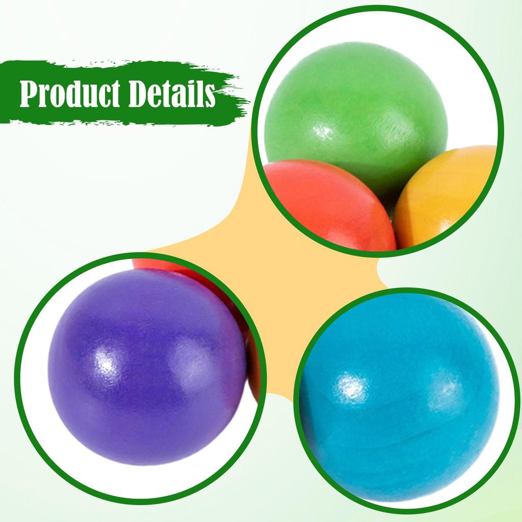 6 Pieces Rainbow Wooden Balls Color Sorting Matching Games Counting Toys Learning Materials for Boys