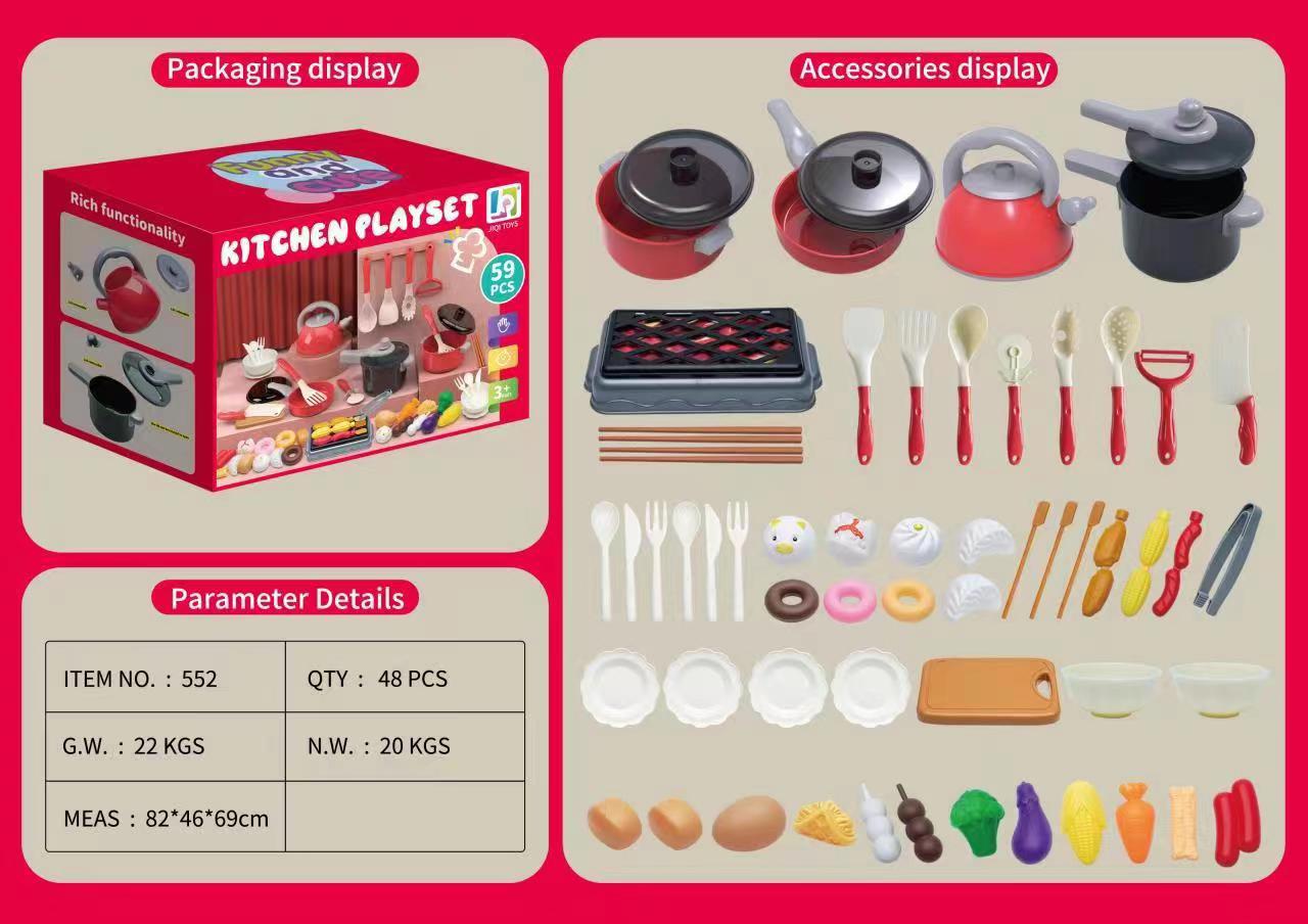 Children s Kitchen Playset: Fruit Cutting & Cooking Utensils for Girls Role-Play