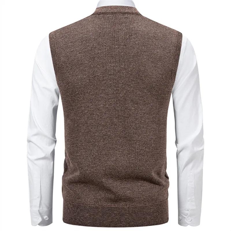 Herbst Winter Pullover Westen Pullover Herren Warm Gestrickte Weste Mode Smart Casual V-Ausschnitt Ärmellos Gestrickte Pullover Locker Weste