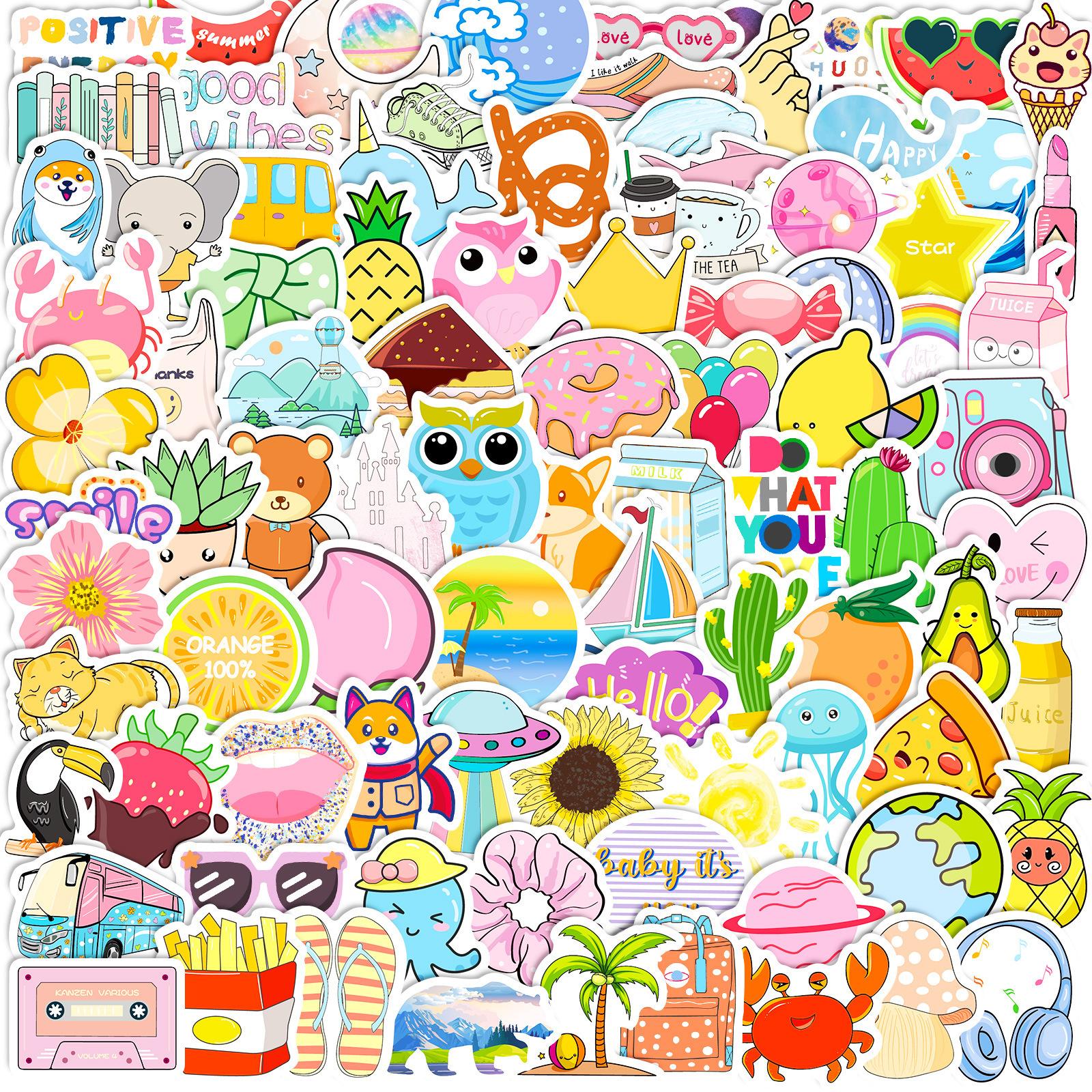 

100 Small Size 4Cm Small Fresh Animals Mixed And Matched Children S Cute Cartoon Graffiti Stickers