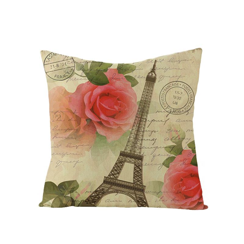 Polyester Pillowcase Nordic Retro Flower and Bird Letter Office Cushion Car Sofa Pillowcase Home
