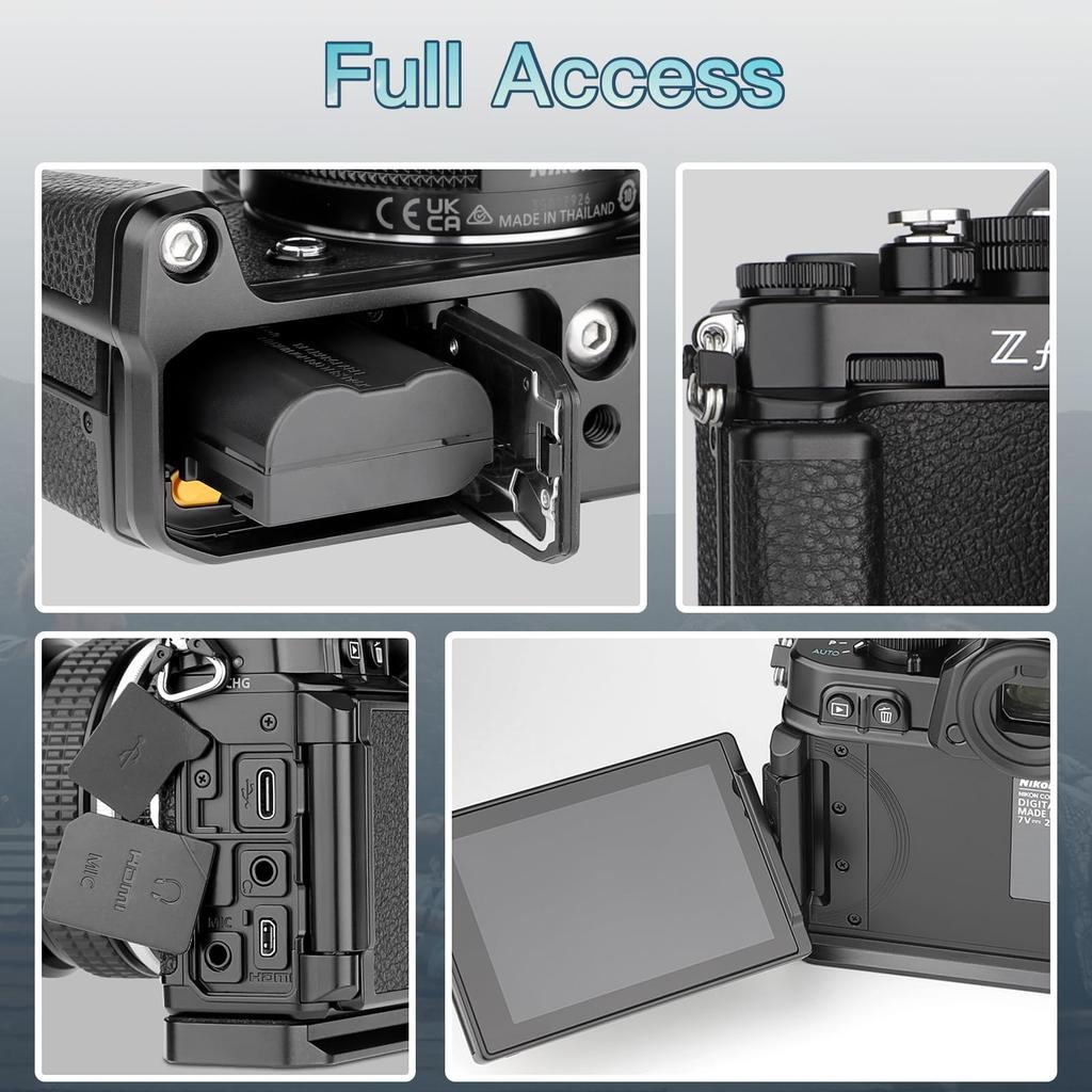 Haoge Camera Holder Hand Grip for Nikon ZF Compatible with Arca Swiss and Benro Quick Release Plate Brackets HG-ZFB Cameras, L-Shaped Grip, Kirk, RRS,