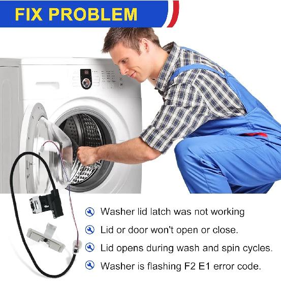 W11307244, W10682535 Washer Lid Lock Assembly (3 Wire) and W10837741 Washer Lid Strike Compatible with Whirlpool Kenmore Maytag Amana Crosley Washer,