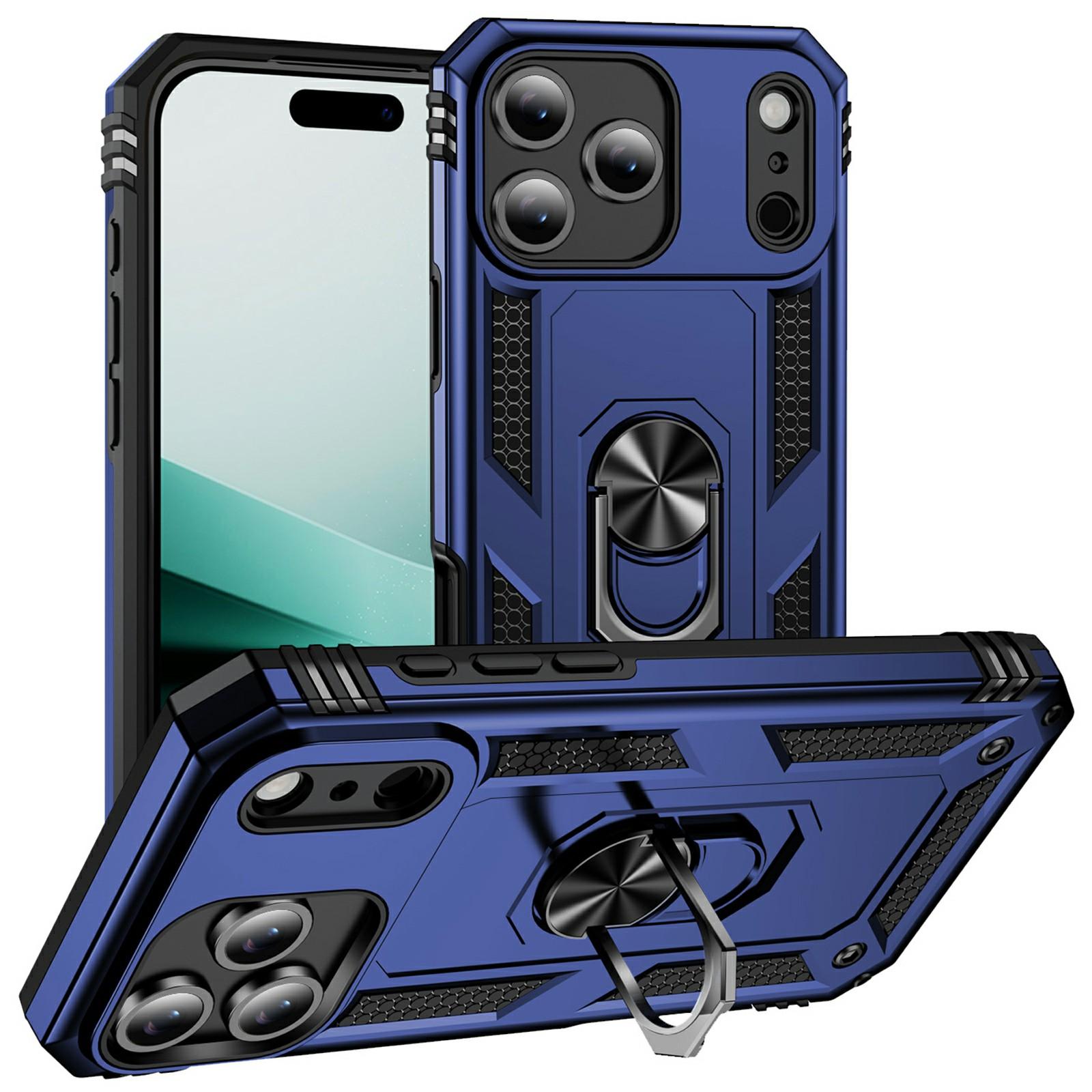 

For iPhone 17 Pro Case PC+TPU Phone Cover with Kickstand Blue