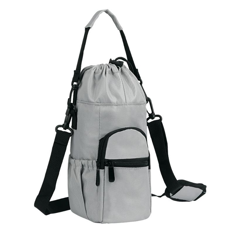 

Insulated Aluminum Foil Cup Sleeve Twill Water Bottle Bag Adjustable Crossbody Strap Water Cup Holder Shoulder Pouch серый
