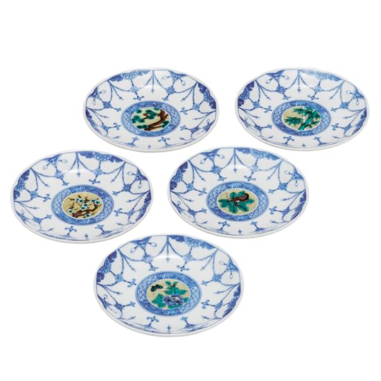 

Kutani ware Iwataya plate set Yoshidaya picture change Kutani ware (4.5) K8-23