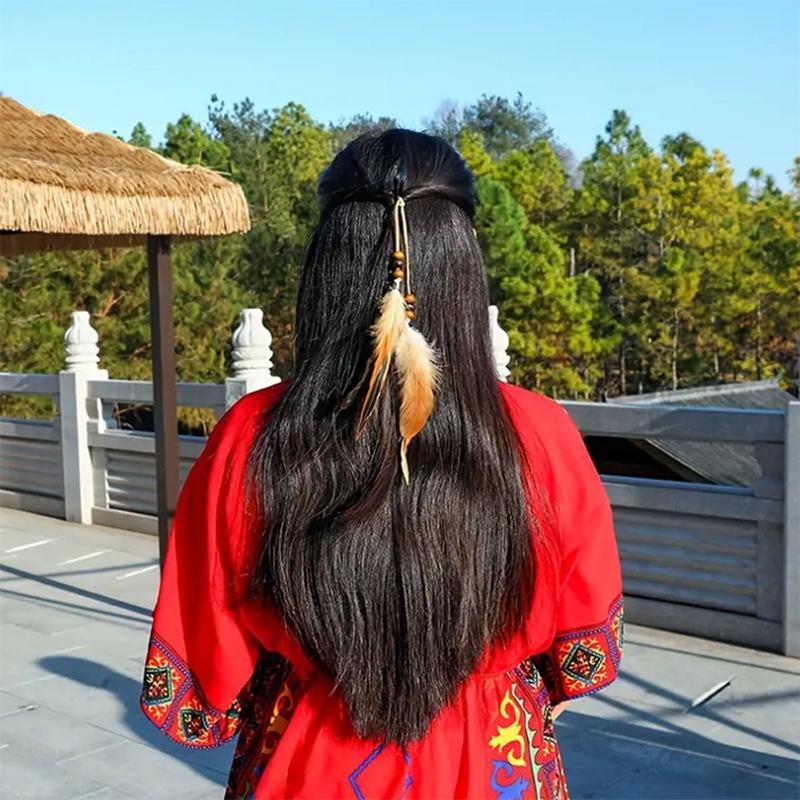 1PC Ethnic Style Decorative Tassel Secure-Grip Clip Natural Hairpin Lightweight Hair Bohemian Feather Delicate
