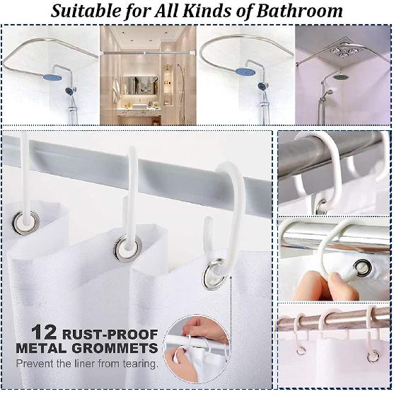 Classic Royal Blue Shower Curtain Washable Thicken Durable Polyester Fabric Set with Hooks, Weight Hem, 72 X 72 Inches, LHNT330-72