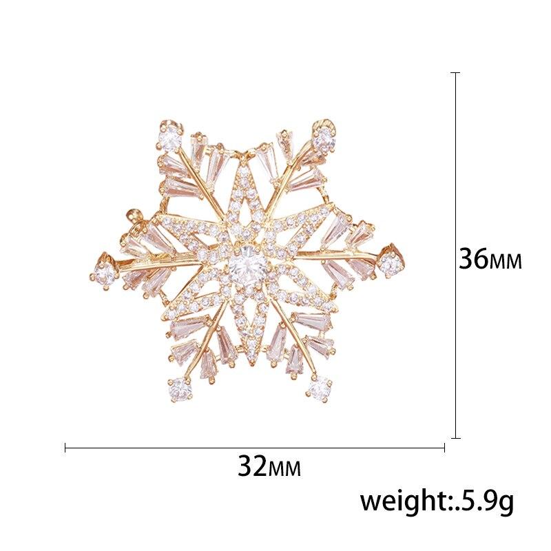 Blucome Temperament Three-dimensional Snowflake Zircon Brooch Ladies Office Suit Coat Pin Buckle