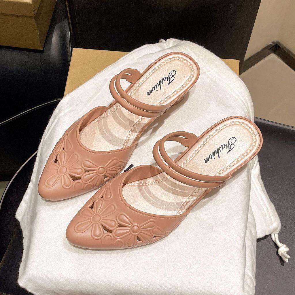 Yuzhihao Women's Summer Wedge Slippers - Hollow-Out Thick Heel Sandals with Single Strap.
