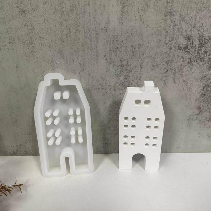 House Candle Molds Multiple Window House Resin Molds for Making Candle Cake Fondant Room Decorations Gypsum Ornaments