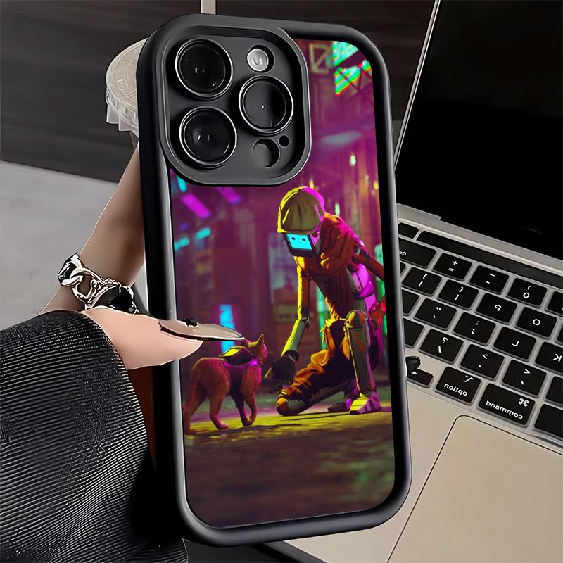 Handyhülle für iPhone 17 Air 16E 15 16 Pro Max Streunerkatze Spiel B-12 Hülle 14 Plus 13 12 Mini Weiche Schale Silikon Fundas