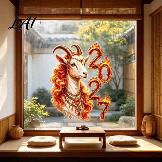 Electrostatic Window Stickers Chinese New Year Static Clings Goat Sticker 2027 Sheep Celebration Supplies Reusable Lunar Xmas Decor for Home