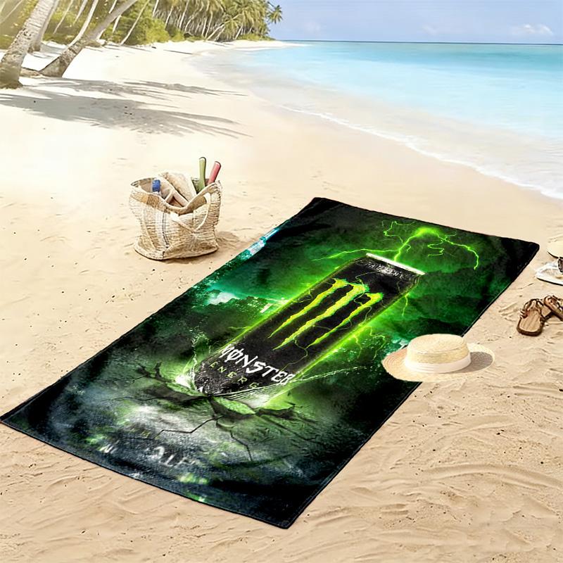 Monster Energy Drink Mega Power Can Beach Towel Beach Towel For Vacation Photos Soft Seaside Swim Quickdrying Swim Towel Beach Towel Printing