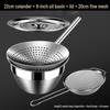 Stainless Steel Skimmer Ladle: Thickened Frying Strainer Sieve for Commercial Kitchen Oil and Large Colander Use