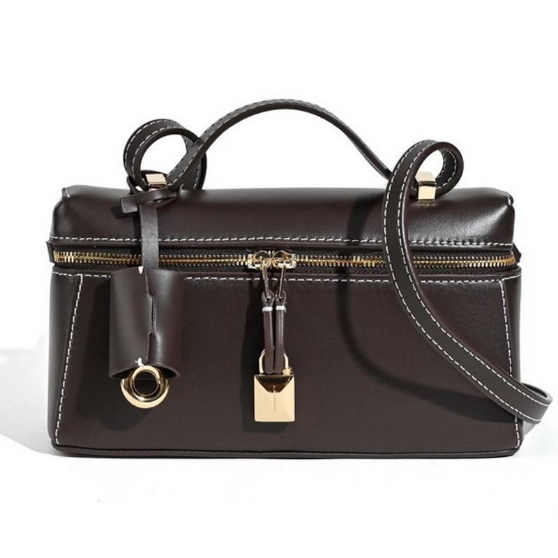 

New lunch box bag, cowhide leather women s bag, messenger bag, shoulder bag, underarm bag. 20cm