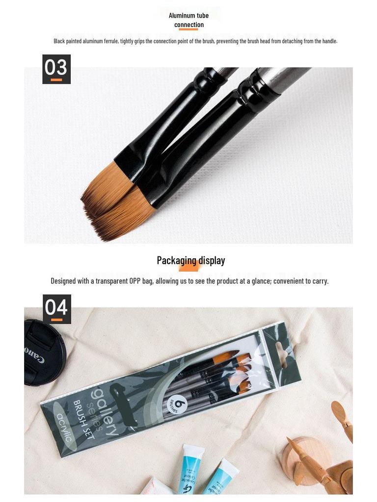 Acrylic & Watercolor Brush Set: Nylon Liners, Fan, & Outlining Brushes