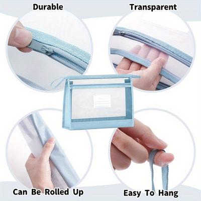 1PC Transparent Mesh School Bag Notebook Box A4 File Bag with Zipper School Travel Office Envelope Folder
