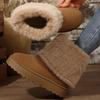 Women's Platform Mini Snow Boots Short Fluffy Plush Lined Snow Round Toe Outdoor Anti-slip Shoes