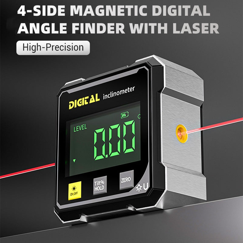 4-Side Magnetic Digital Angle Gauge With Laser Electronic Protractor Horizontometer Inclinometer Angle Ruler Slope Measuring