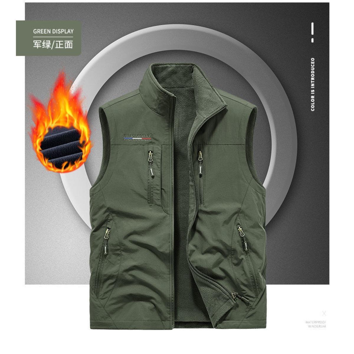 

Карманный, Осенне-зимний Двусторонний Мужской Флисовый Жилет для Активного Отдыха, Флисовый Жилет, Плечи с Флисом и Толстый Жилет 4XL