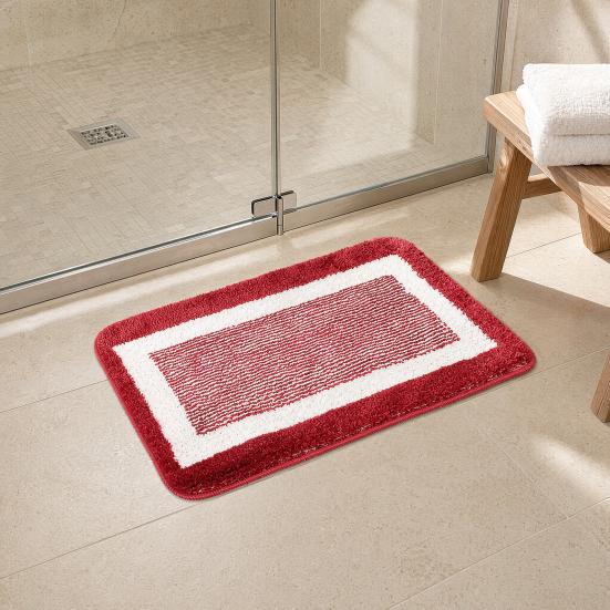 Bathroom Anti-Slip Mat, Ultra Soft Water-Absorbent Fiber Bath Mat, Non-Slip Thick Cushioned Floor Mat, for Tub Home Decor Accessories