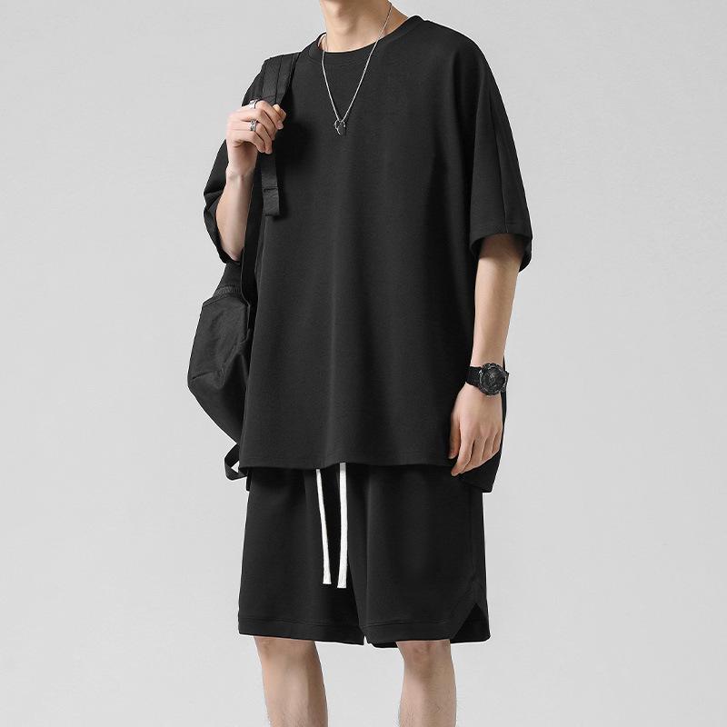 Plus Size 8XL Summer Sports Set: Lightweight Short Sleeve Shirt & Shorts for Men