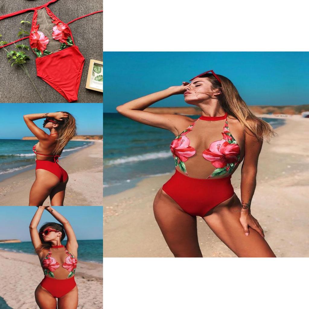 Stylish Women's One Piece Beach Swimsuit Swimwear Bathing Monokini Padded Bikini Flower For Effortless Summer Elegance