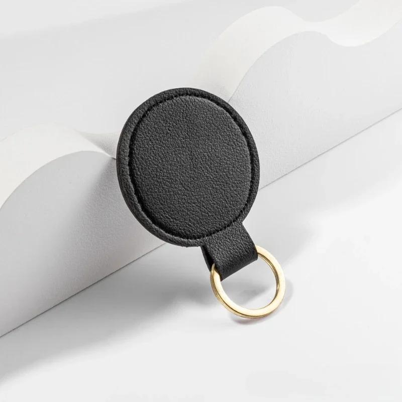 

Laser Engrave Round PU Leather Keychain Personalize Room Number Car Keyring Bag Pendant Custom Key Chain Holder Custom one-side чорний
