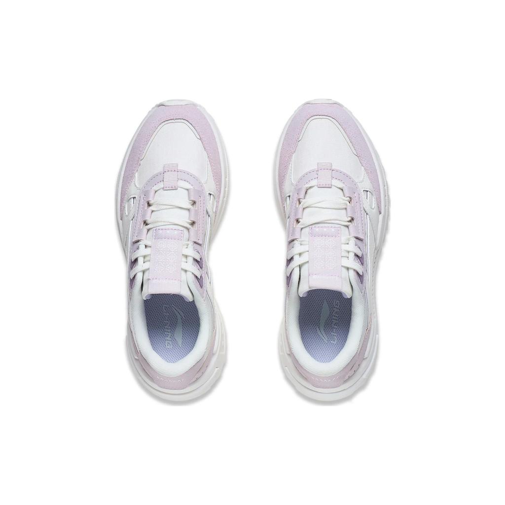 Li Ning Cheng Feng 2.0 Fabric Synthetic Leather Non-Slip Wear-Resistant Low-Top Sports Casual Shoes Women Sneakers White Gray Purple AGCT156-3
