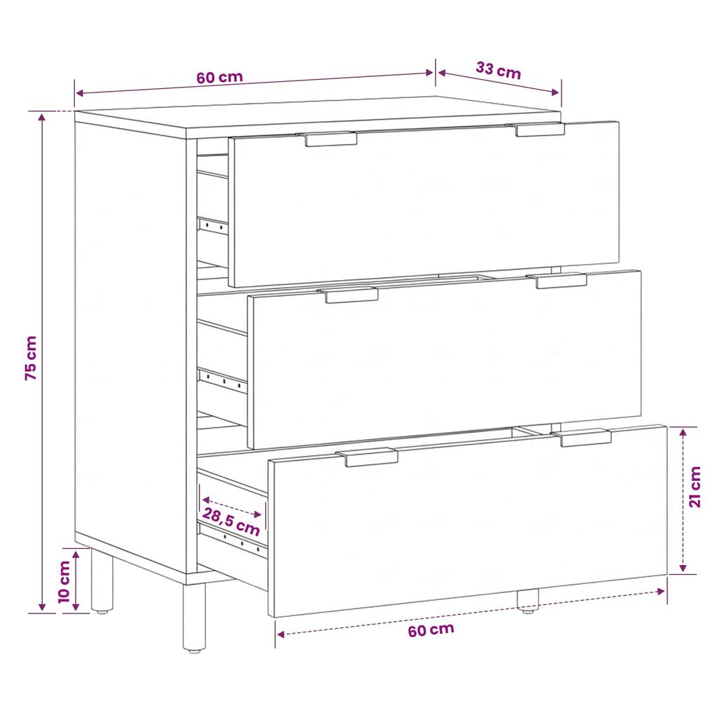 Sideboard White Washed Surface 60 x 33 x 75 cm