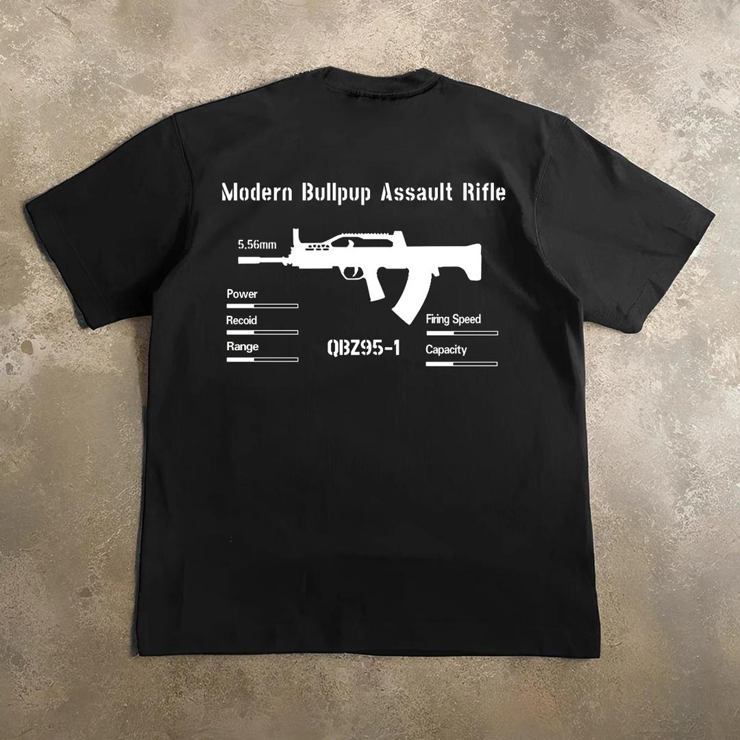 

China QBZ 95 Assault Rifle TShirt 100 Cotton ONeck Short Sleeve Summer Casual Mens Tshirt Streetwear S