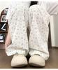 Korean Floral Wide-Leg High-Waist Drawstring Pants for Women - Spring/Summer