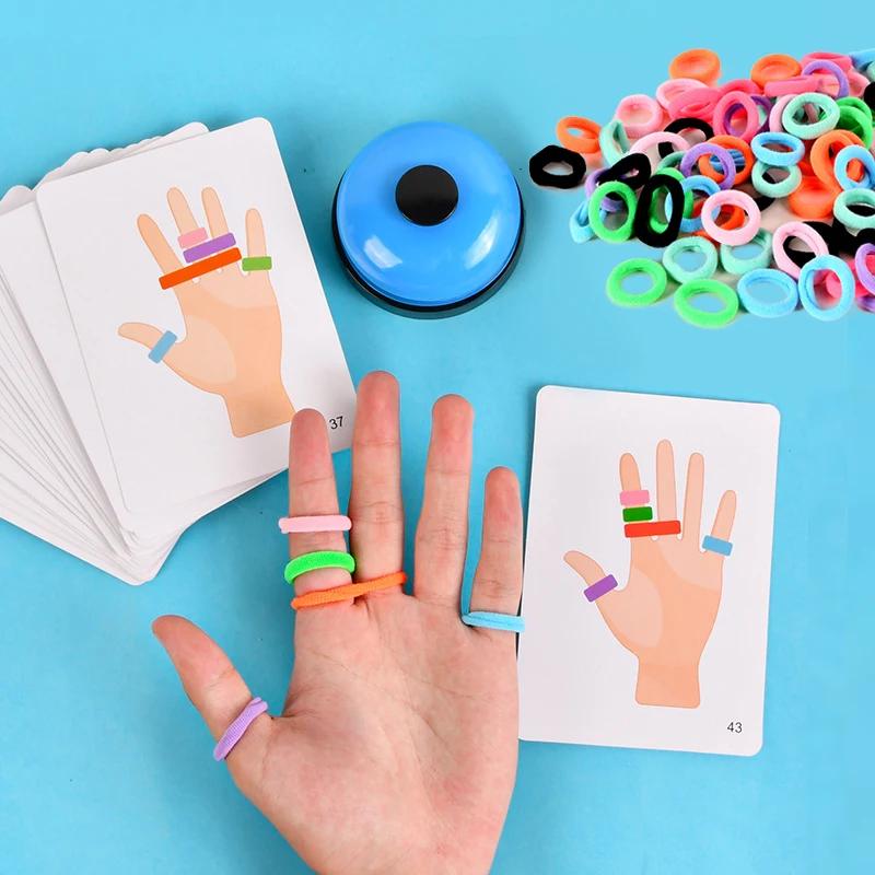 Educational Early Thinking Training Toy for Fingers Ring Game with Elastic Bands and Bell Parent-child Interactive Games Kids