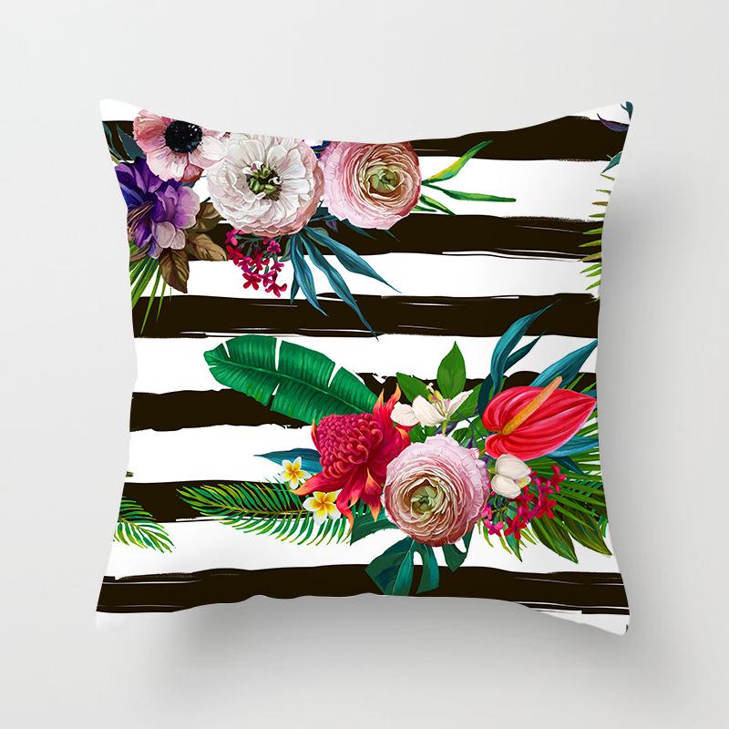 Ins Plant Flower Peach Skin Fleece Pillow Cover Sofa Car Pillow Cushion Cover Lunch Home Furnishing