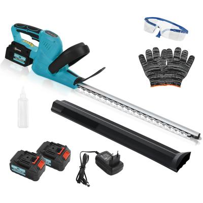 Elektrischer Akku-Heckenschneider mit 51cm Schnittlänge Motor, Akku Blau