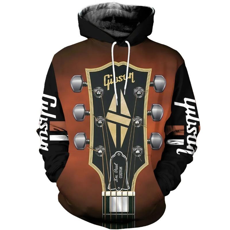 Felpa con Cappuccio Stampata Chitarra Stampa 3D Moda Felpa Quotidiana Strumento Musicale Felpe Hip Hop Uomo Donna