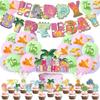 3D Rosa Dinosaurier Ballon Set Geburtstag Party Banner Kuchen Einsetzen Dinosaurier Ballon Party Dekoration Lieferungen