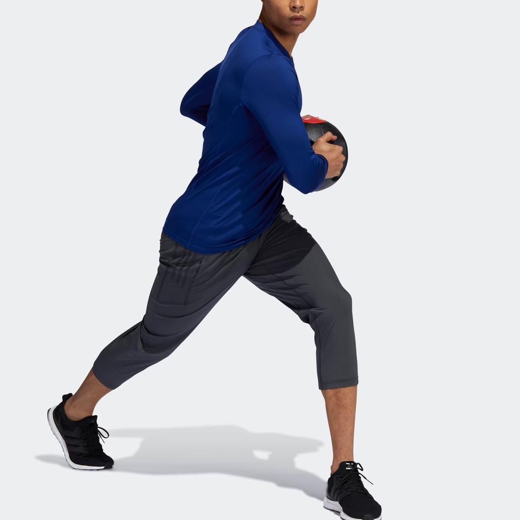 Adidas TF Warm Long Sleeve Slim Fit Casual Sports T-Shirt Men Tops Blue GT9517