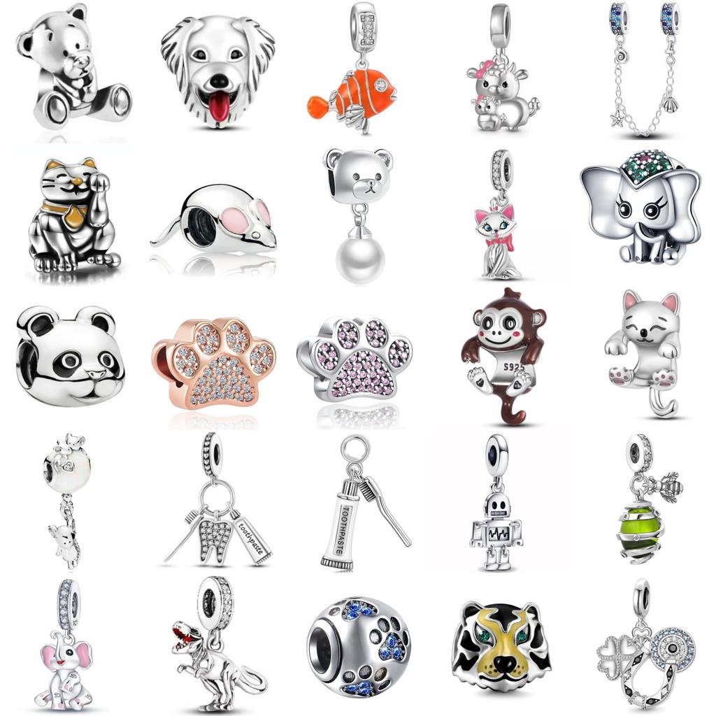 Original Copper Paw Monkey Bear Cat Charms Fish Pendant Beads Fit Bracelet Necklace Fine Diy Jewelry Making