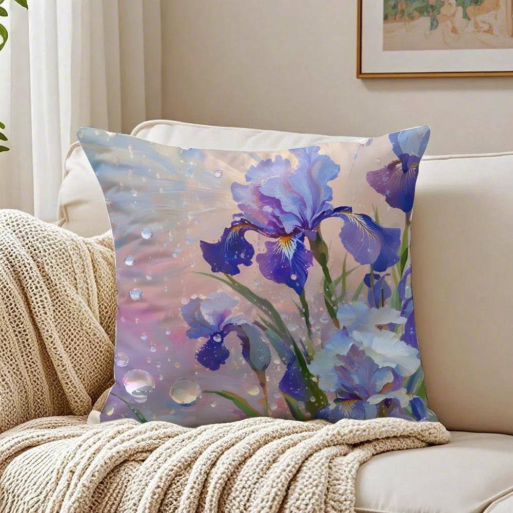 Elegant French Art Fashion Iris Cushion Cover Pillowcase Antidustmite living Room Sofa Decor Cushion Room 30X30cm
