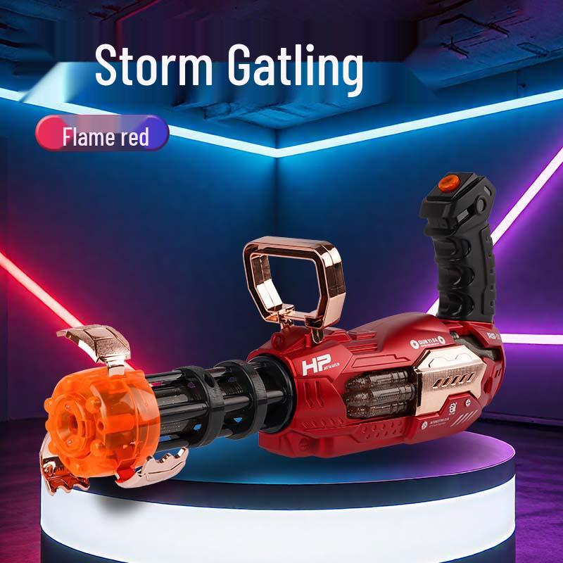 Large Electric Rotating Gatling Toy Gun with Lights and Sound Effects for Kids Gatling Bubble Machine