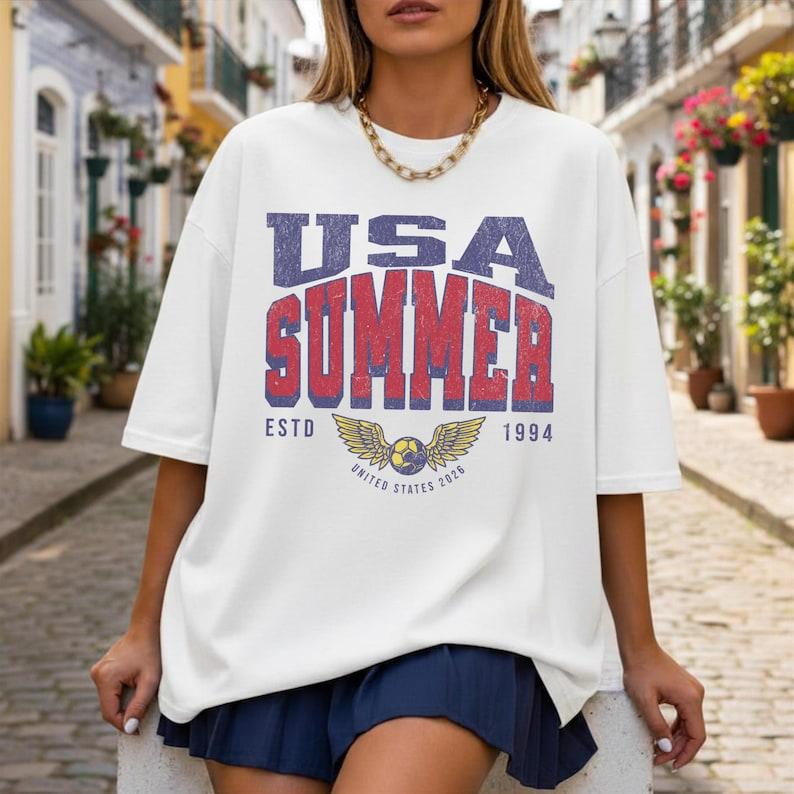 USA Summer 2026 Shirt, Vintage USA Tee, Soccer Fan Shirt, Retro Soccer Tee, Gift for Soccer Fans, USA Soccer Shirt, Vintage Football Fan Tee 2XL