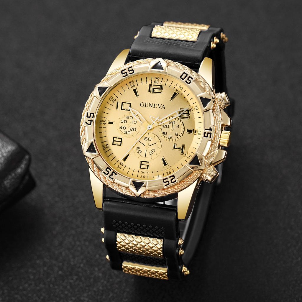 Silicone Strap Men Sports Watch Arabic Dial Business Quartz Wristwatch Reloj Hombre (Without Box)