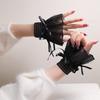 1Pair Nail Art Lace Tulle Photo Glove Fake Pleated Cuff Ribbon Bow Manicure Photography Props Nail Tips Display Lolita Sleeves