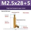 C3604 Brass Hexagonal Pillar with M2/M2.5 Internal & External Threads: Camera Stud Fixing Spacer Screw Rod