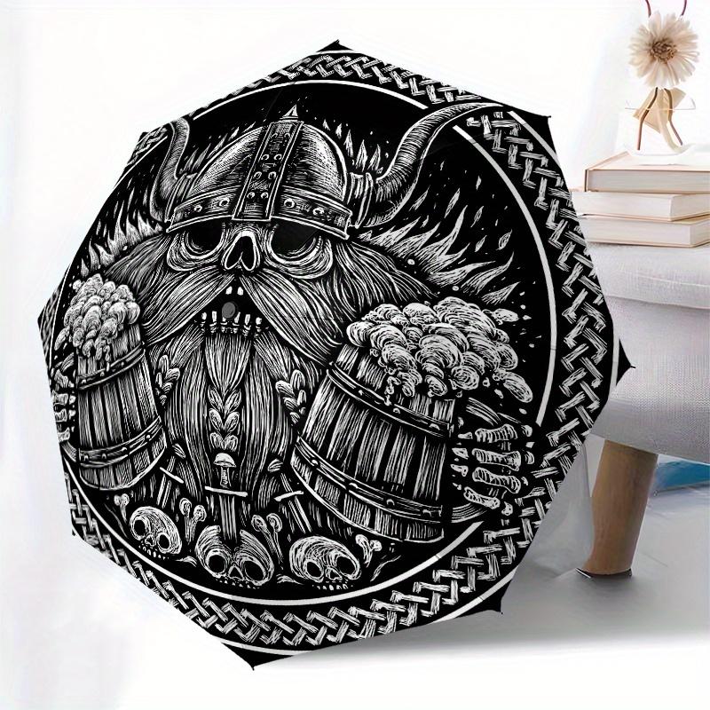 Viking Beer Mug Coaster Set of 4, Norse Warrior Helmet Design for Bar Accessories, Viking Decor, Gift for Men, Women, Him or Her Umbrella, Cute Umbrel
