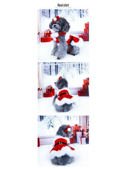 New Year Cross-border Christmas Pet Clothes - Classic Winter Old Man Style Dog Outfit with Dress & Headwear