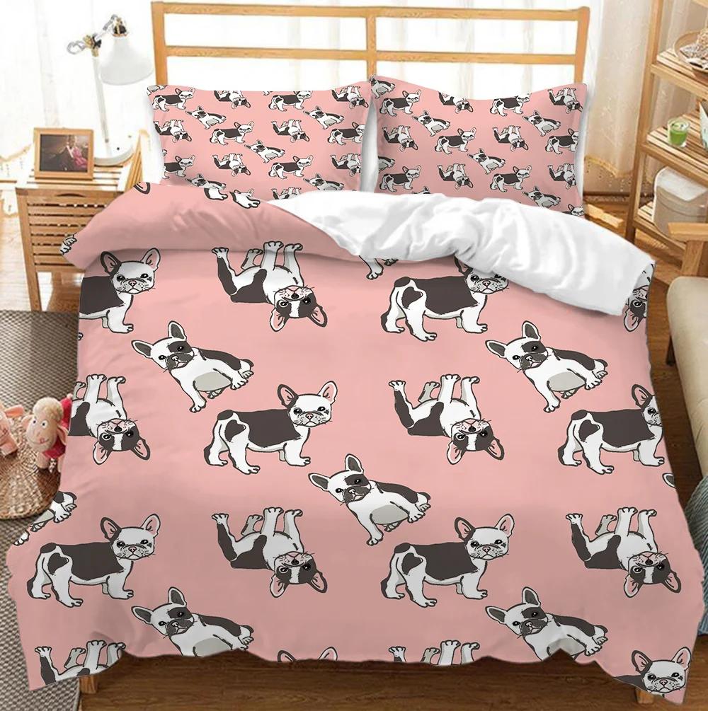 Cartoon Animal Spotted Dog Comforter Cover Set Single Bulldog Bones Footprints Duvet Cover Sets Kids,Home Textile Sausage Dog